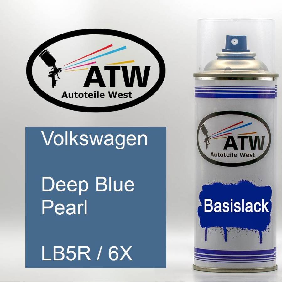 Volkswagen, Deep Blue Pearl, LB5R / 6X: 400ml Sprühdose, von ATW Autoteile West.